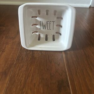 Rae Dunn White Ceramic Basket with 'Sweet' Text